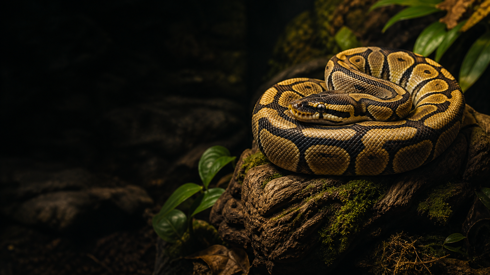 A ball python in a naturalistic setting